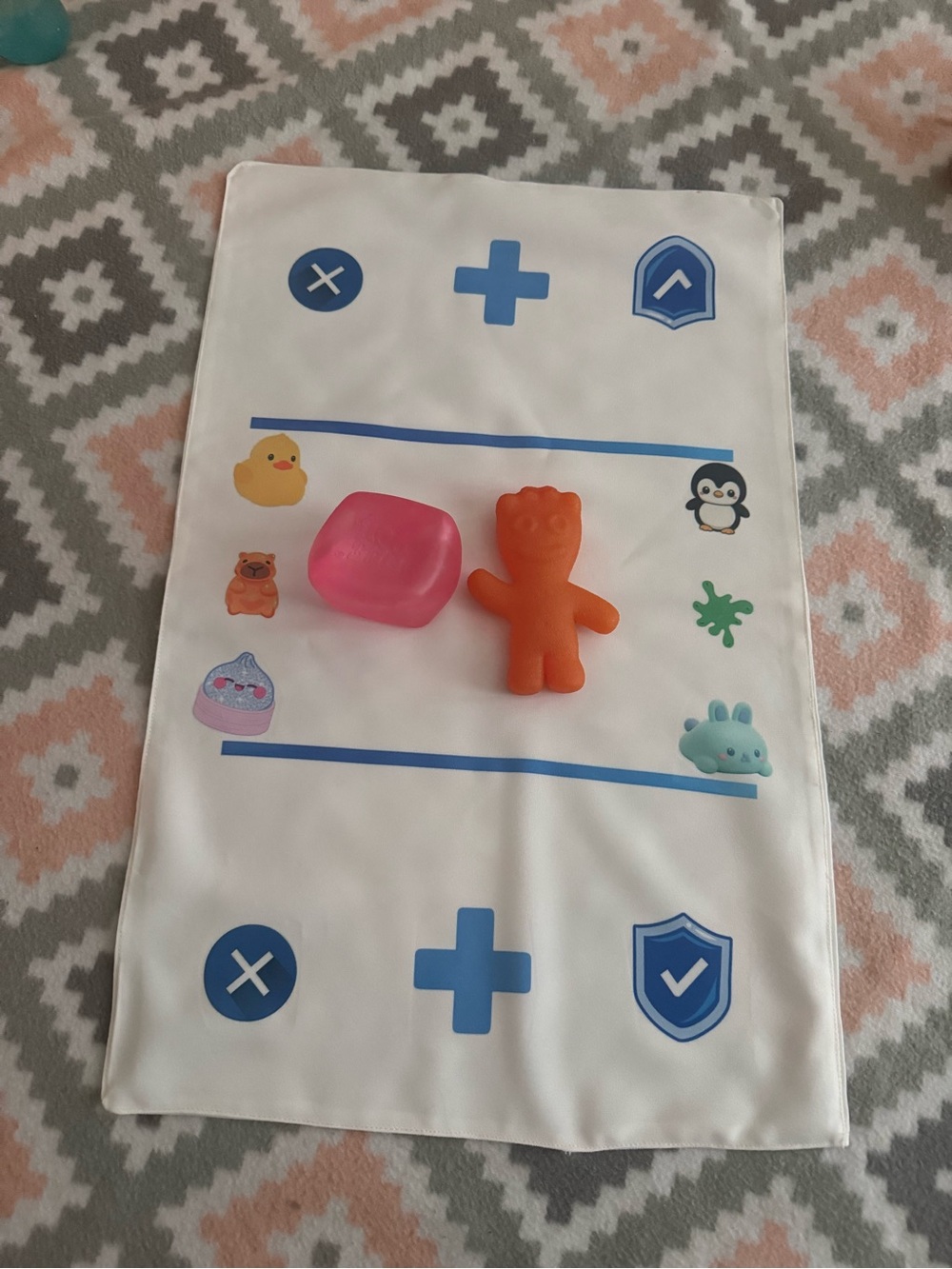 Kids Activity Mat with Pink and Orange Sensory Toys